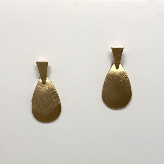 Hammered Teardrop Triangle Clip On Earrings