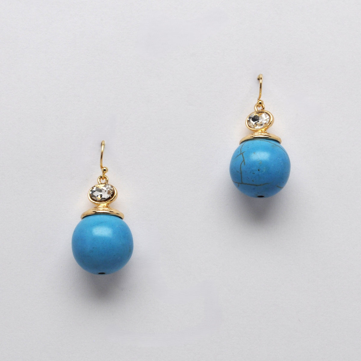 Faux-Turquoise Orb Crystal Drop Earrings