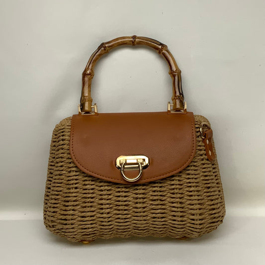 Twine Lock Bamboo Handle Handbag