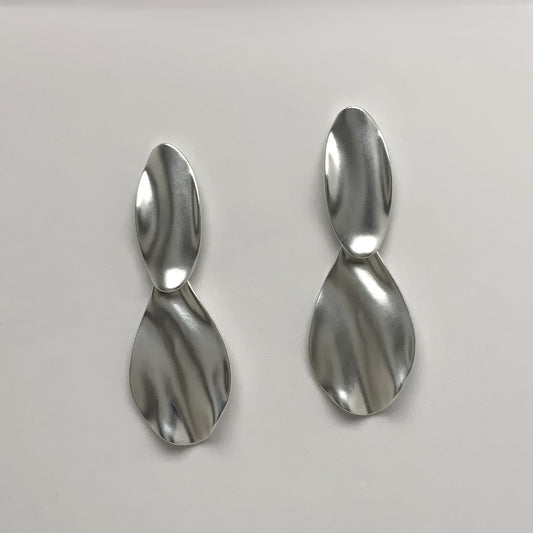 Hammered Oval Drop Clip-On Earrings