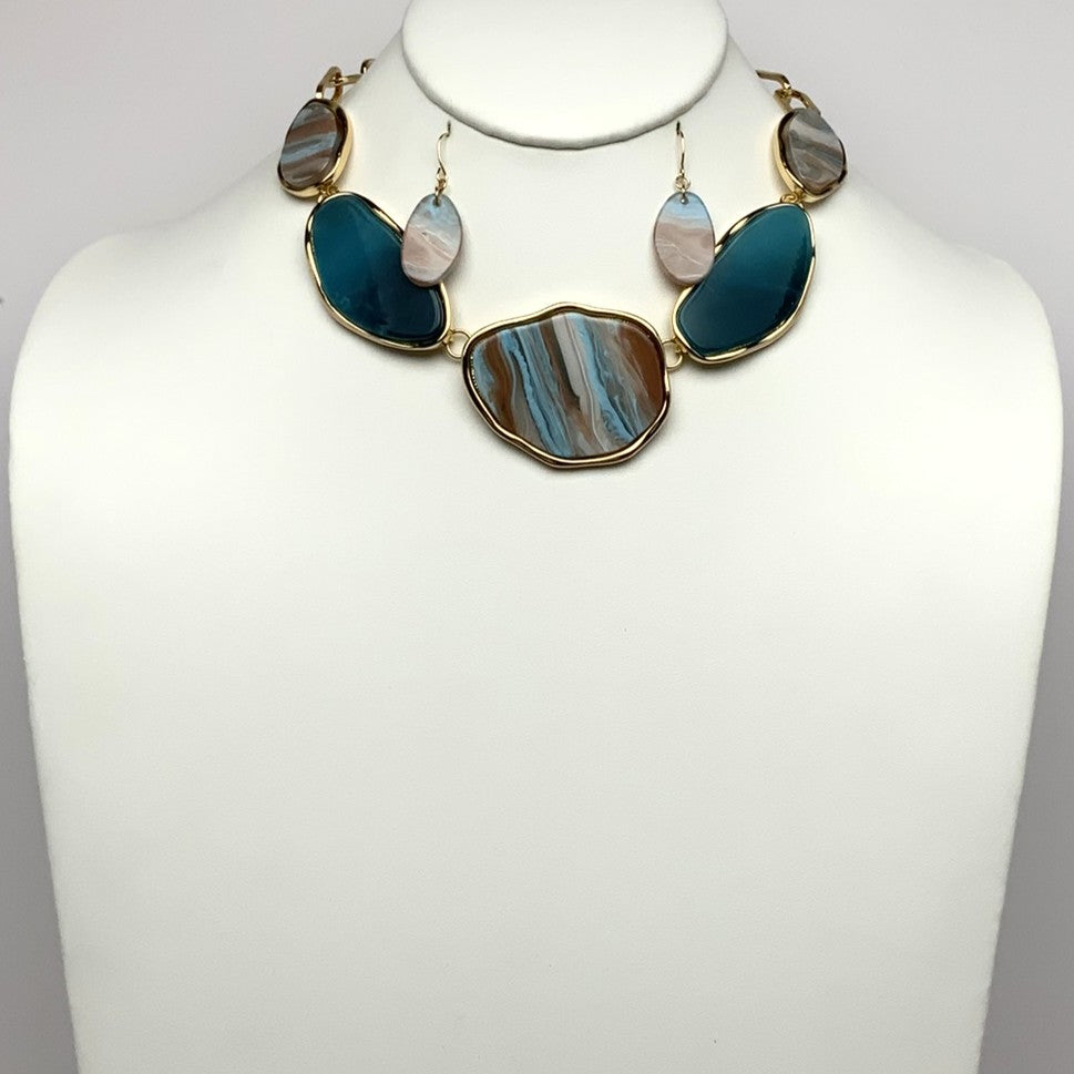 Lucite Color Mix Link Necklace Set