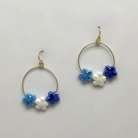 Flower Bead Charm Drop Earrings