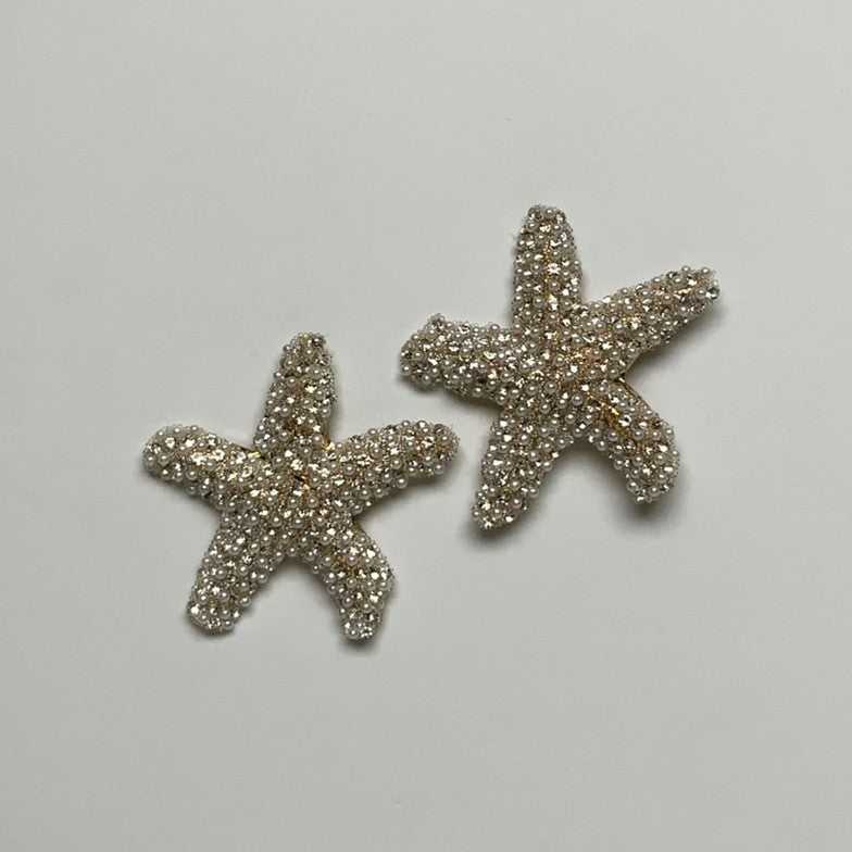 Crystal Pearl Starfish Stud Earrings