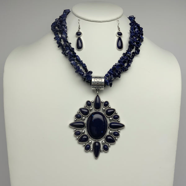 Stones Drop Necklace Set