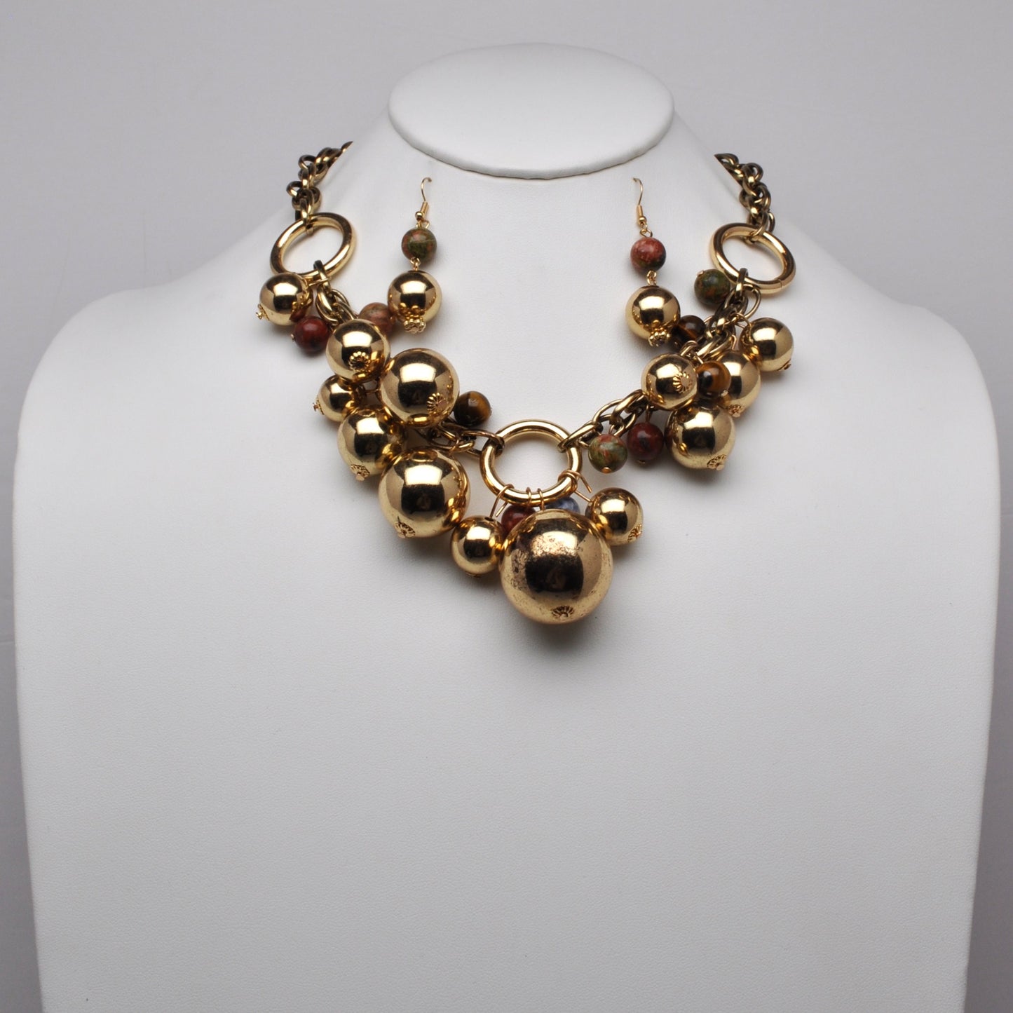 Metallic & Beaded Mix Ring Necklace