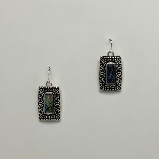 Western Abalone Rectangle Drop Earrings