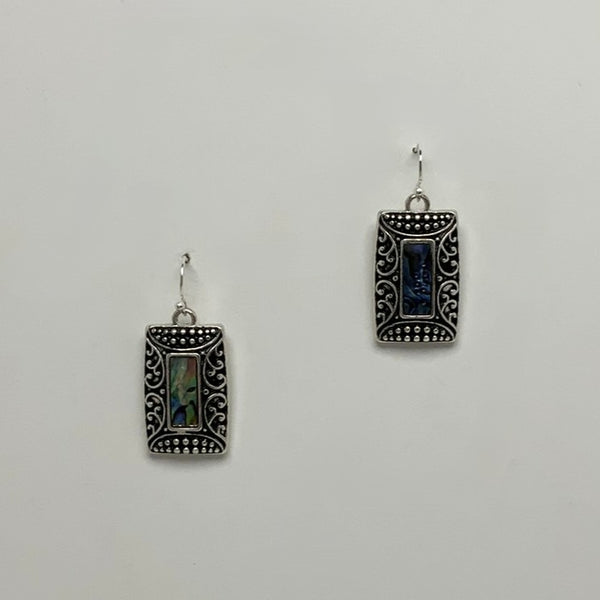 Western Abalone Rectangle Drop Earrings