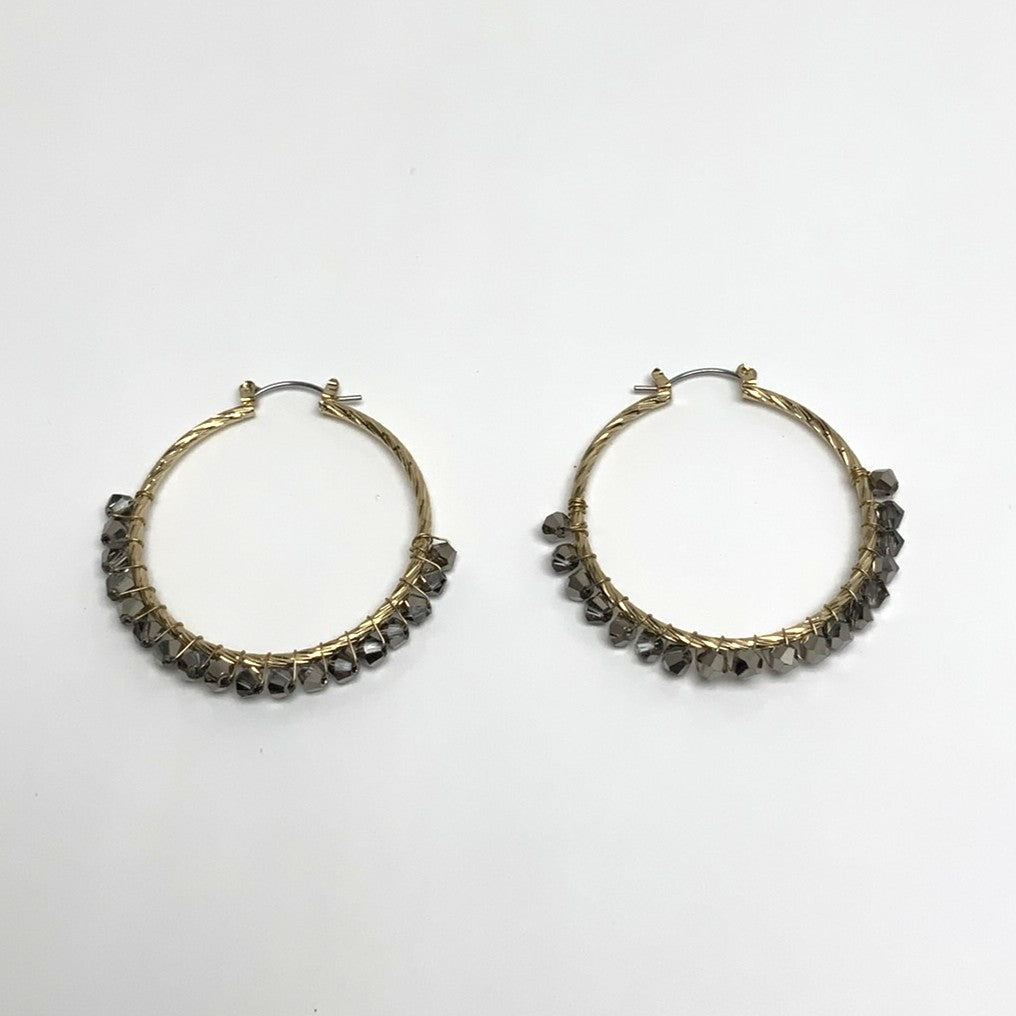 Beaded Wired Hoop Earrings