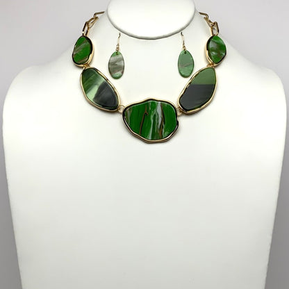 Lucite Color Mix Link Necklace Set