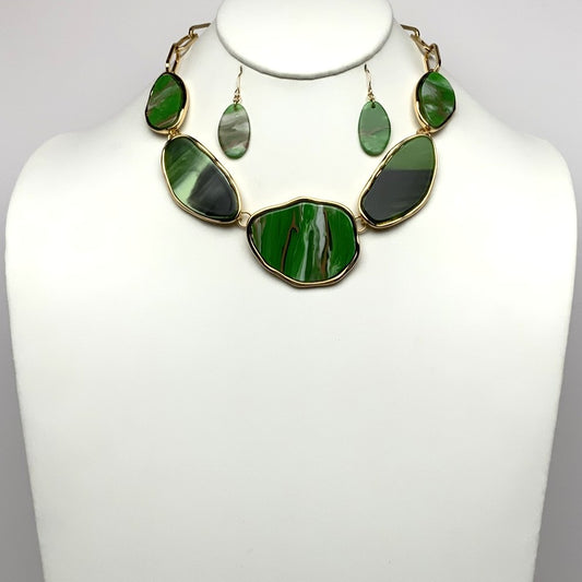 Lucite Color Mix Link Necklace Set