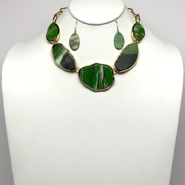 Lucite Color Mix Link Necklace Set