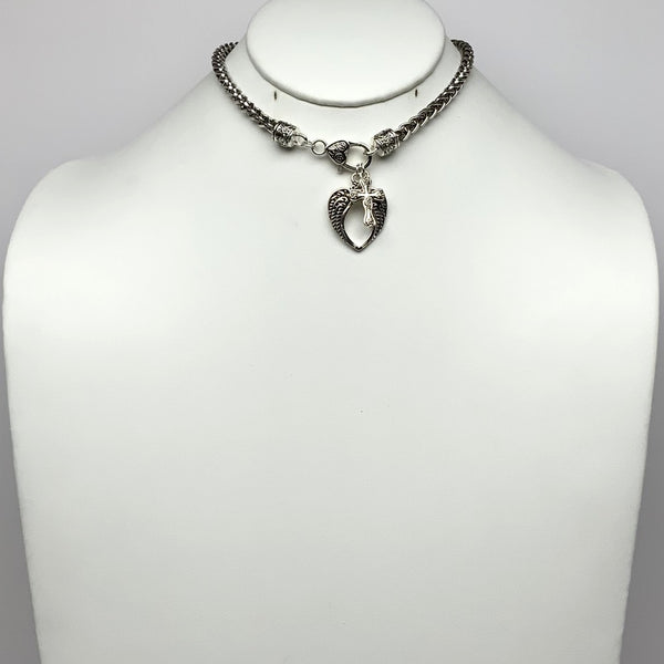 Western Angel Wings Cross Clasp Necklace