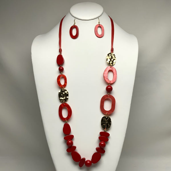 Oval Lucite Drop Necklace Set