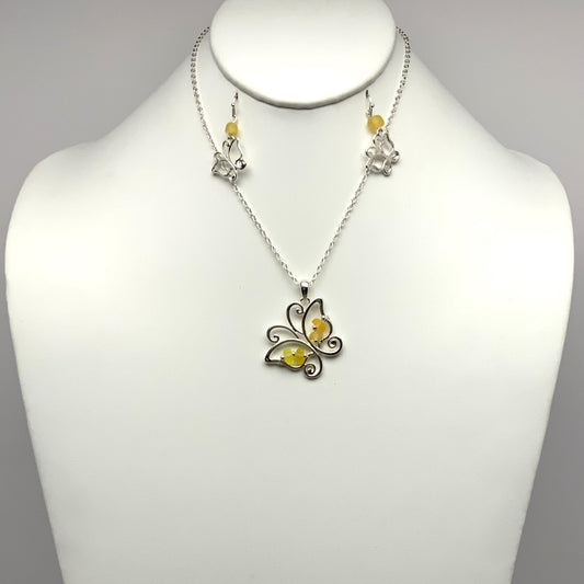 Beaded Butterfly Necklace Set