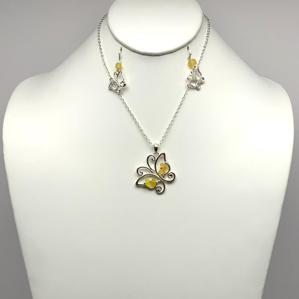 Beaded Butterfly Necklace Set