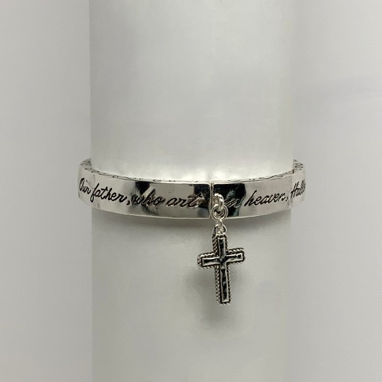 ‘Lord’s Prayer’ w/Cross Charm Religious Bracelet