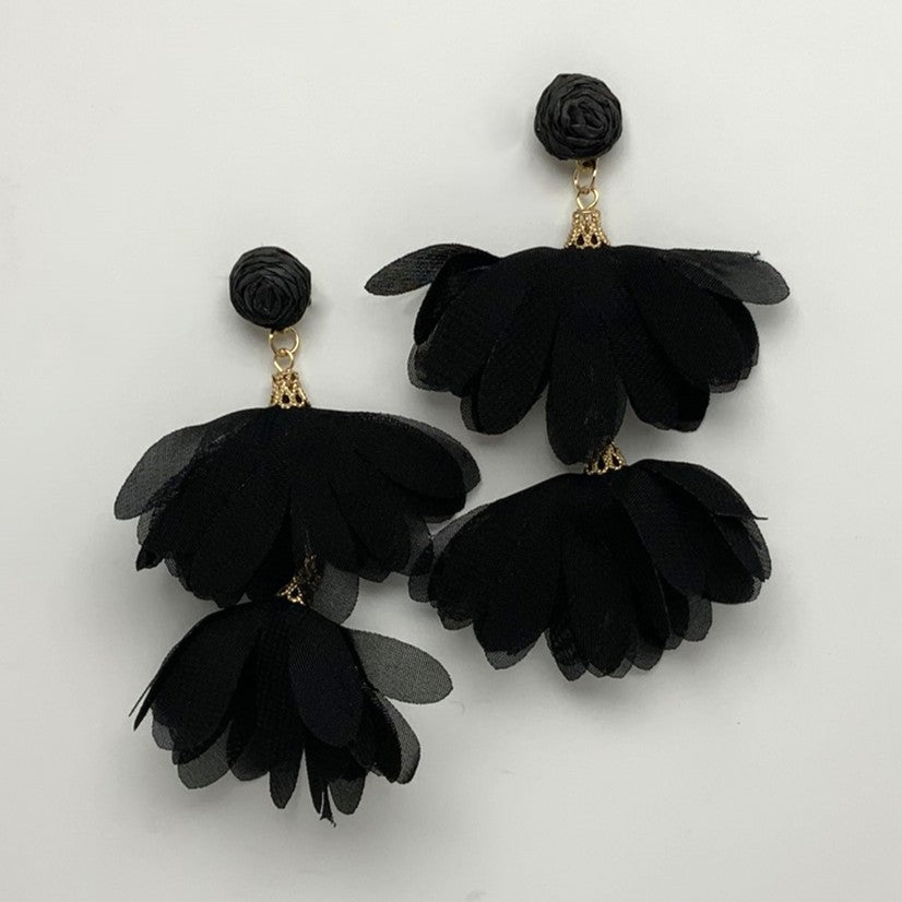 Flower Tulle Drop Earrings