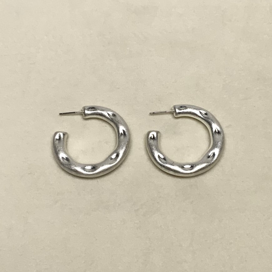 Thick Dented Look Hoop Earrings