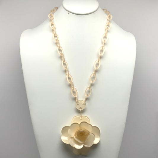 Lucite Flower Drop Necklace