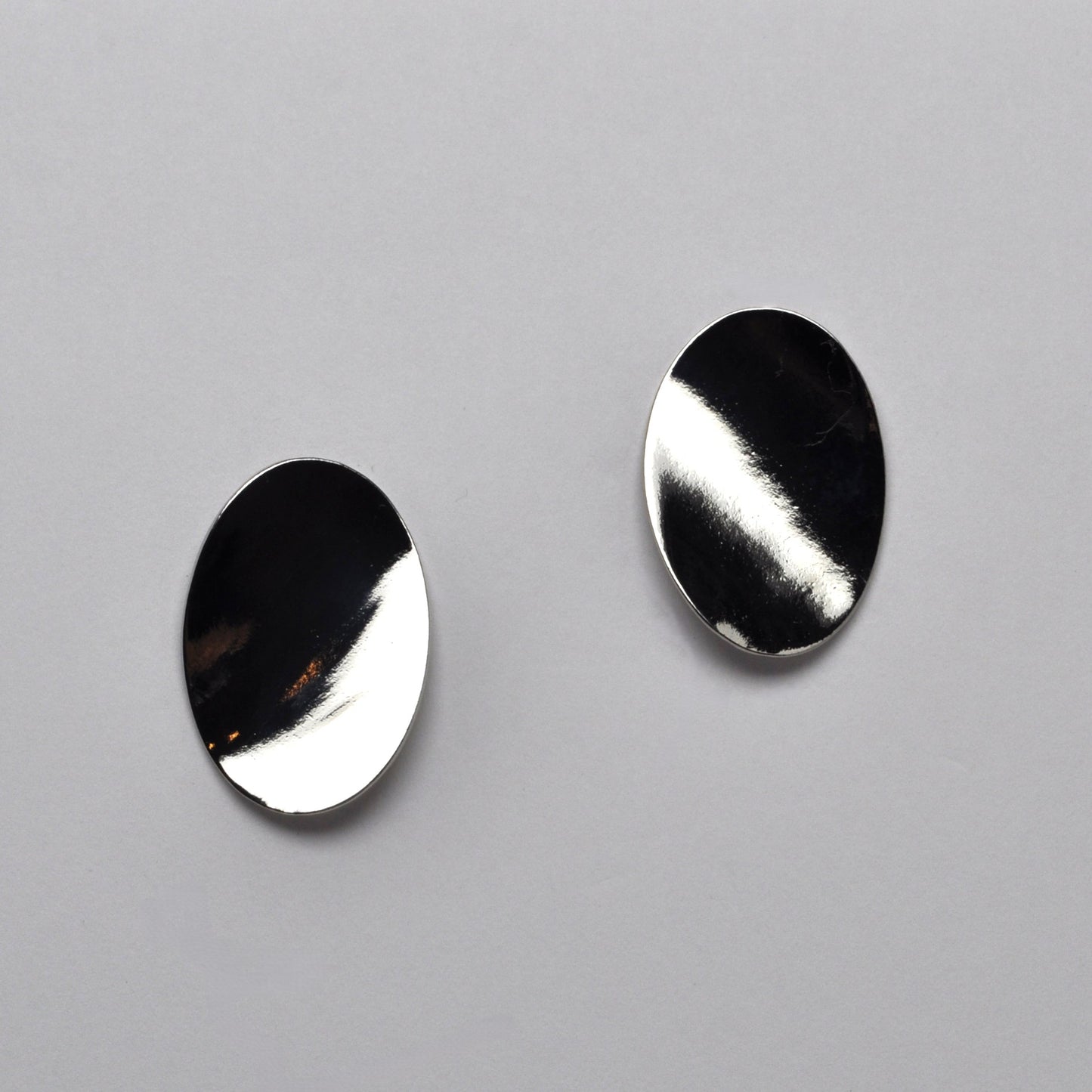 Chrome Oval Earrings