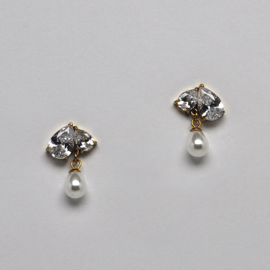 Crystal Cluster Pearl Drop Earrings