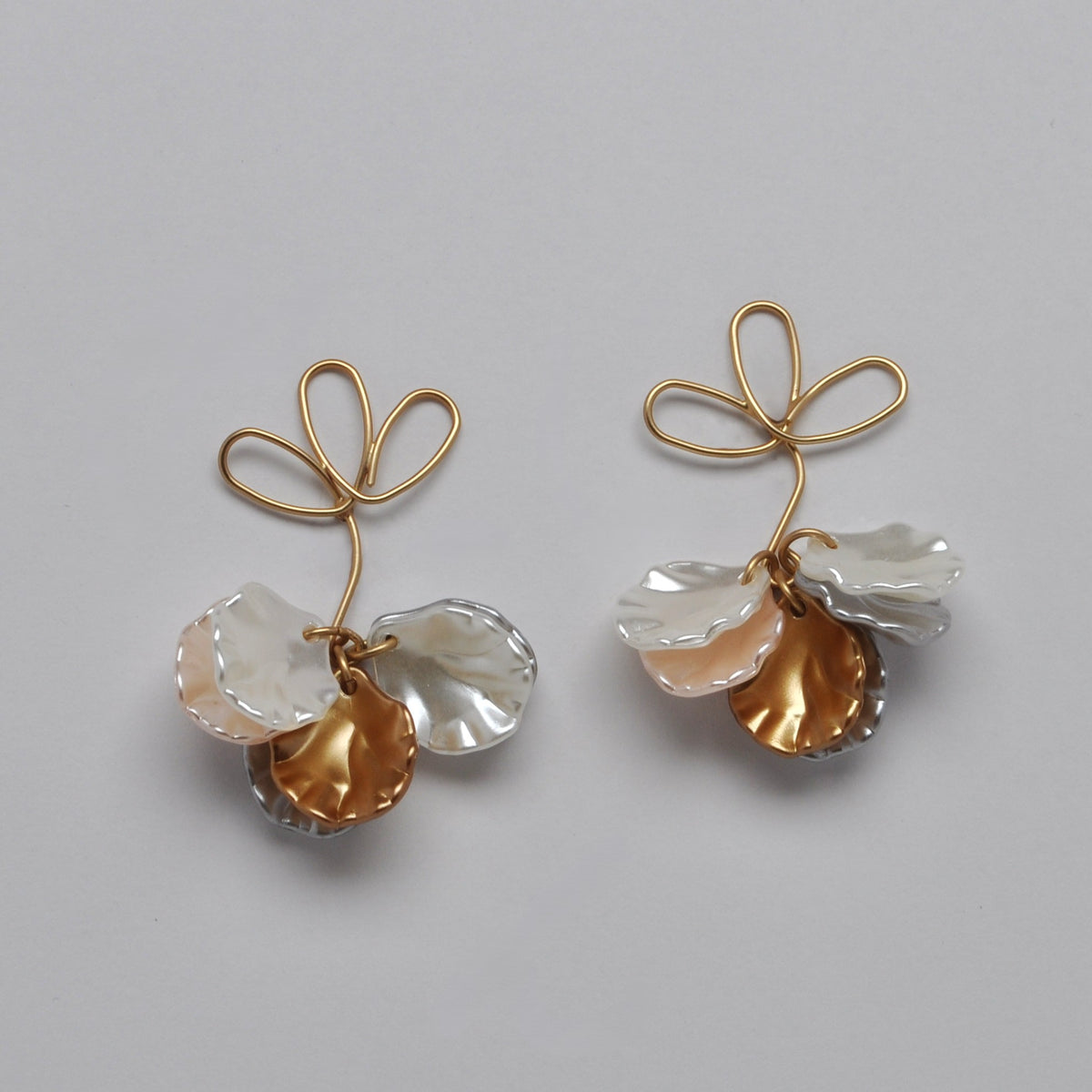 Drop Shimmery Petals w/Loops Earrings
