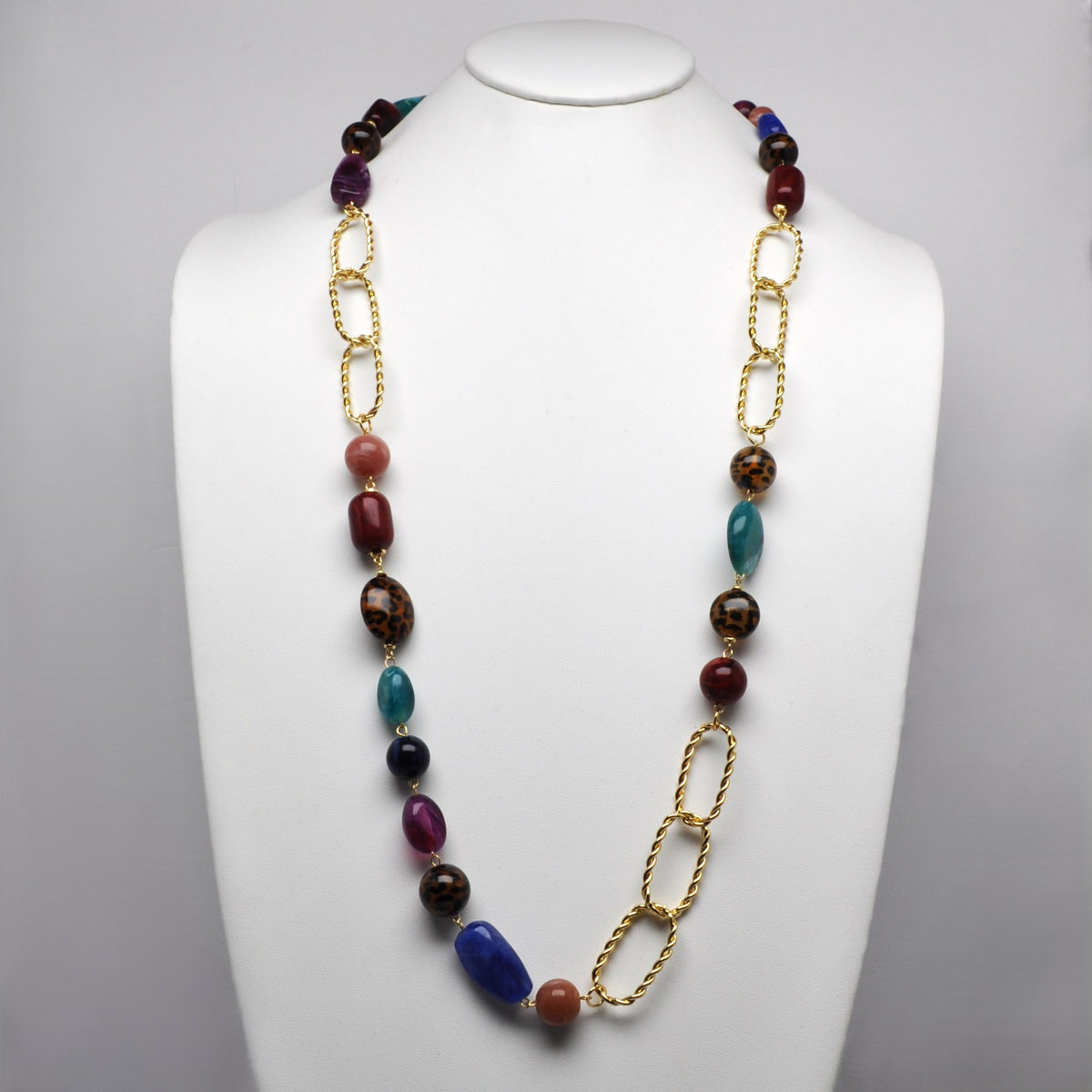 Long Lucite half-Chain Statement Necklace