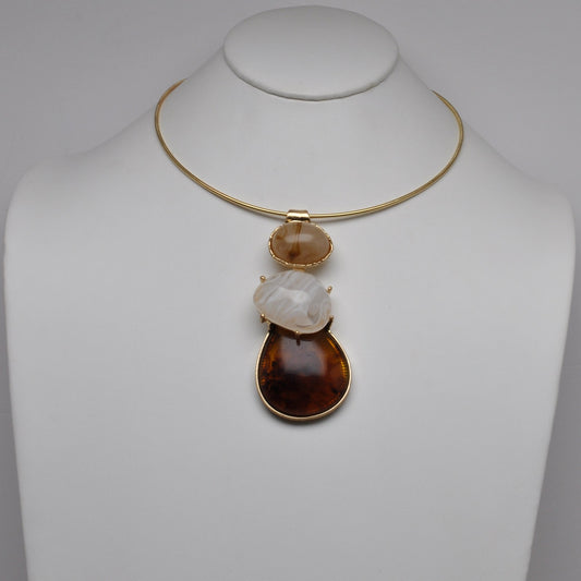 Tiered Organic Stone Torque Necklace