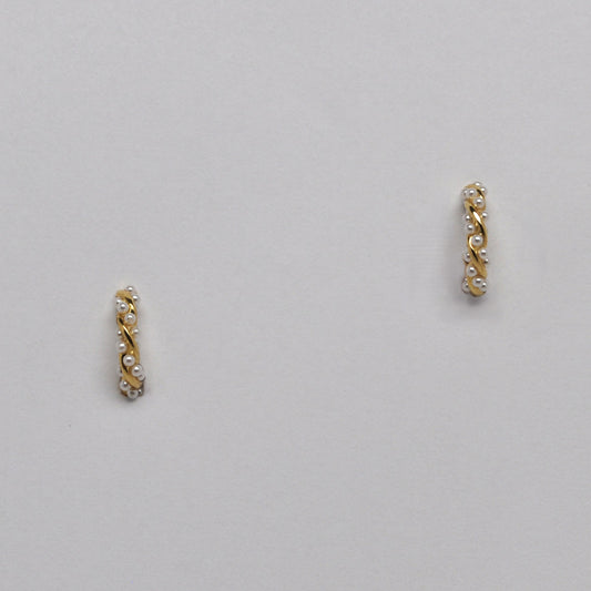 Twisted Pearl Mini Hoop Earrings