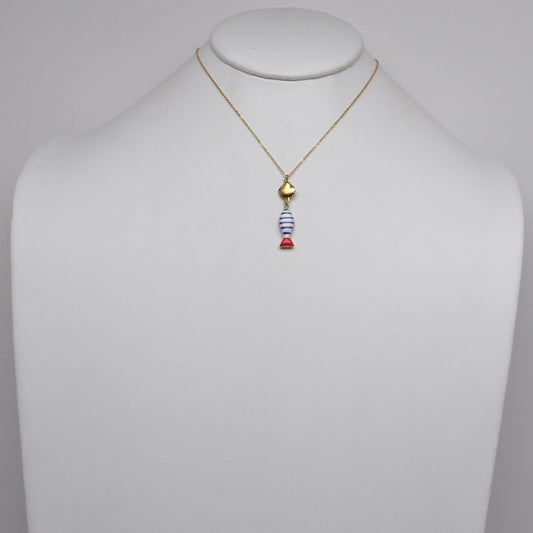 Stainless Steal Nautical Sardine Fish Pendant Necklace