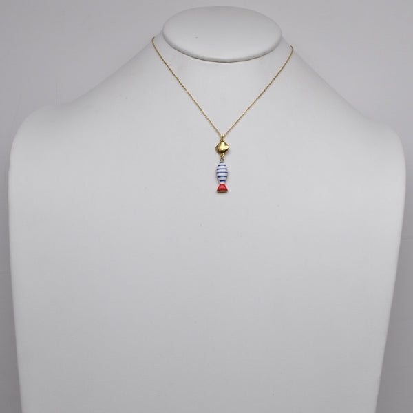 Stainless Steal Nautical Sardine Fish Pendant Necklace