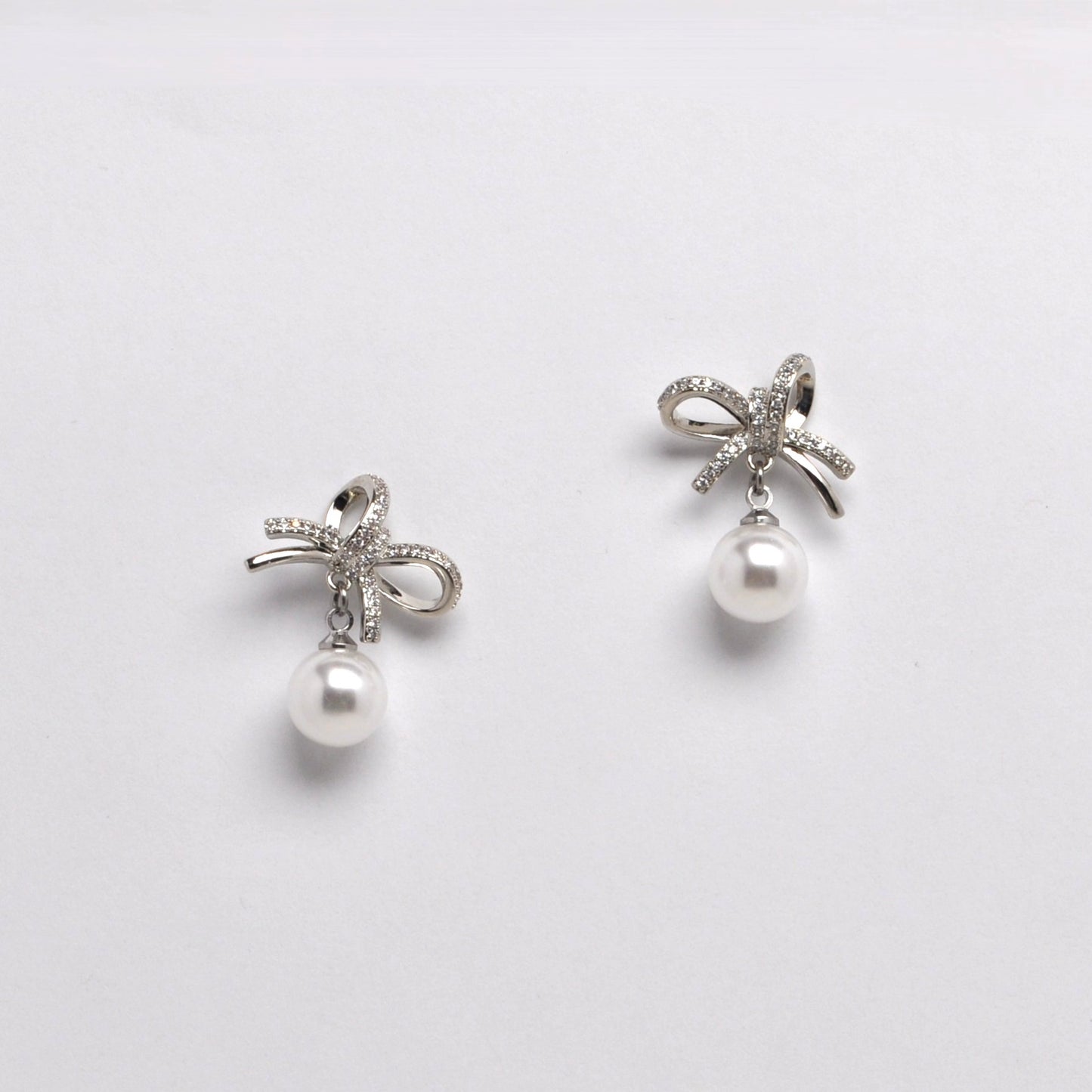 Bling Bow with Pearls Earrings