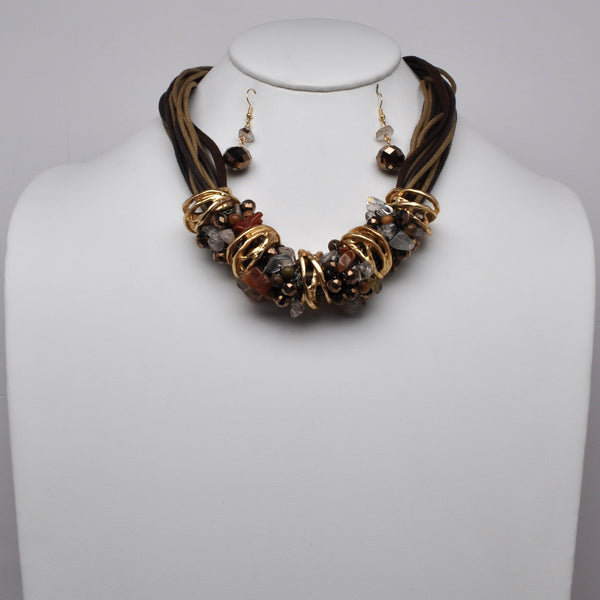 Multi-Strand Textured Cluster Necklace Set