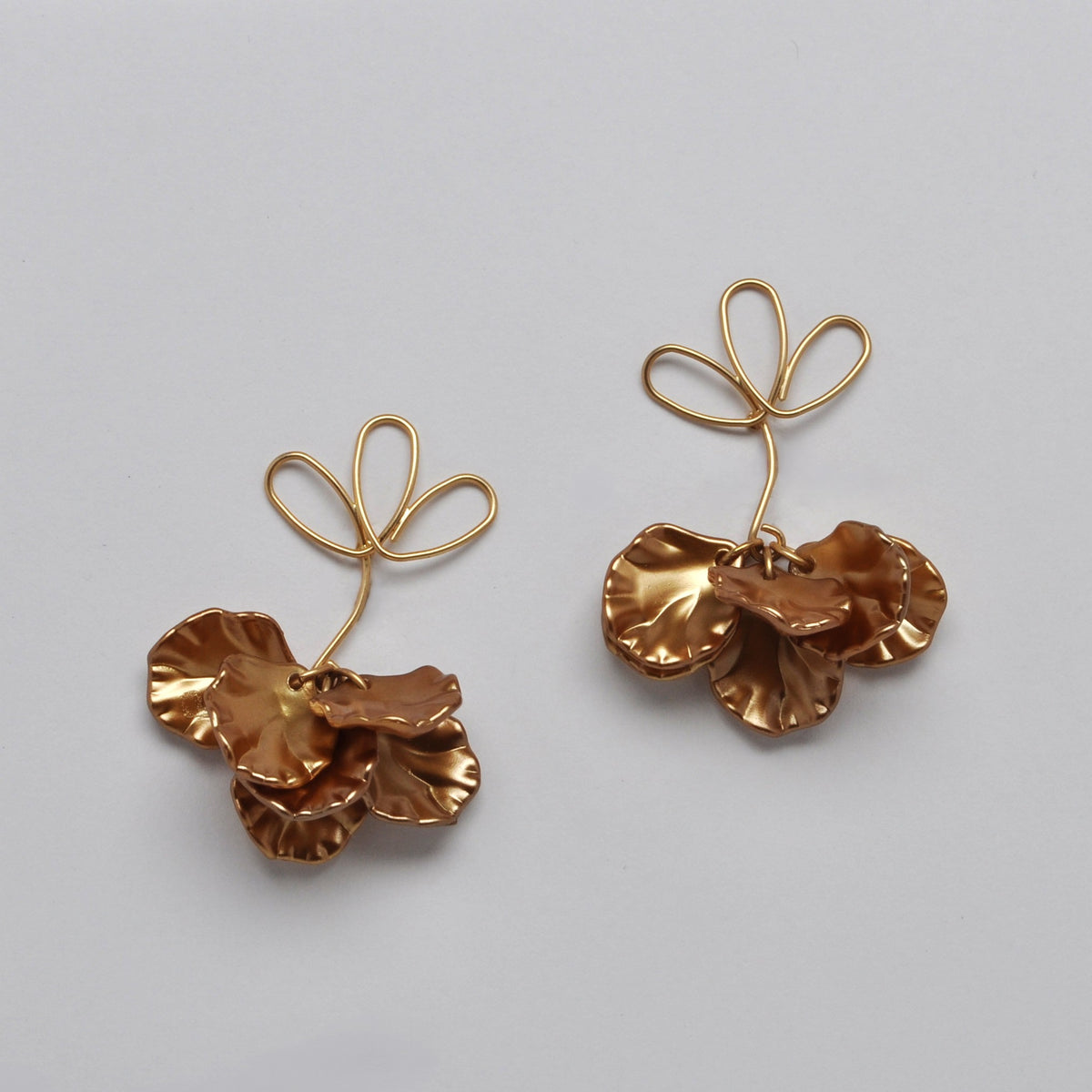 Drop Shimmery Petals w/Loops Earrings