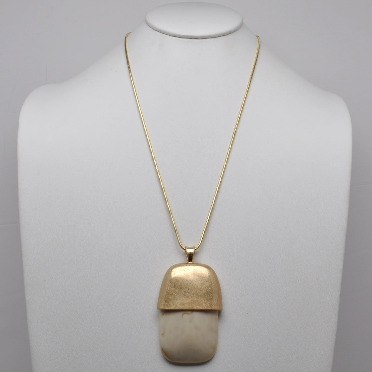 Gold Stone-Tusk Statement Pendant Necklace