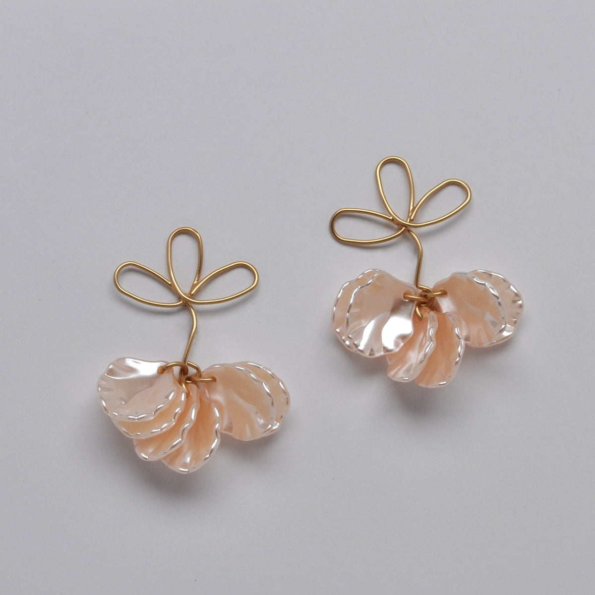Drop Shimmery Petals w/Loops Earrings