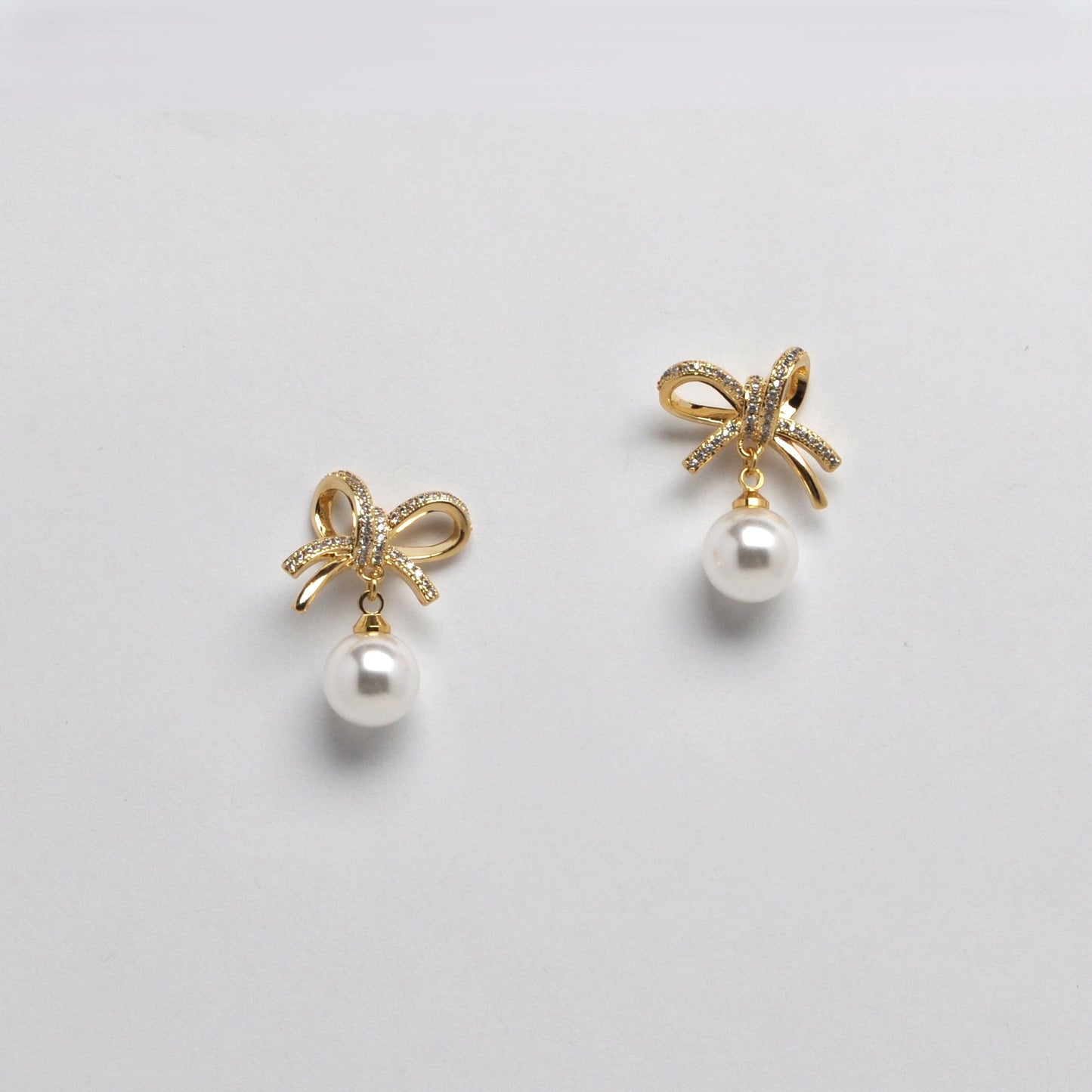 Bling Bow with Pearls Earrings