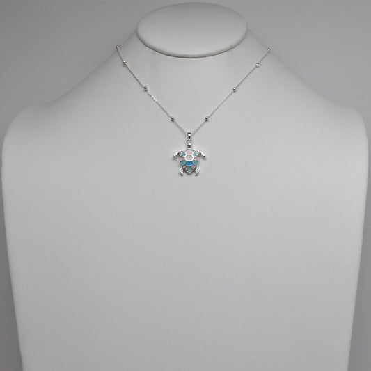 Mosaic Turtle Pendant Necklace