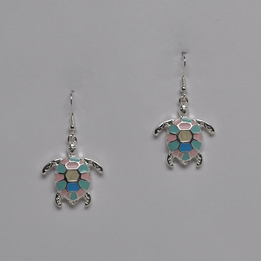 Mosaic Sea Turtle Dangle Earrings