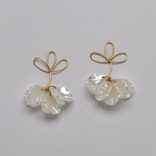 Drop Shimmery Petals w/Loops Earrings
