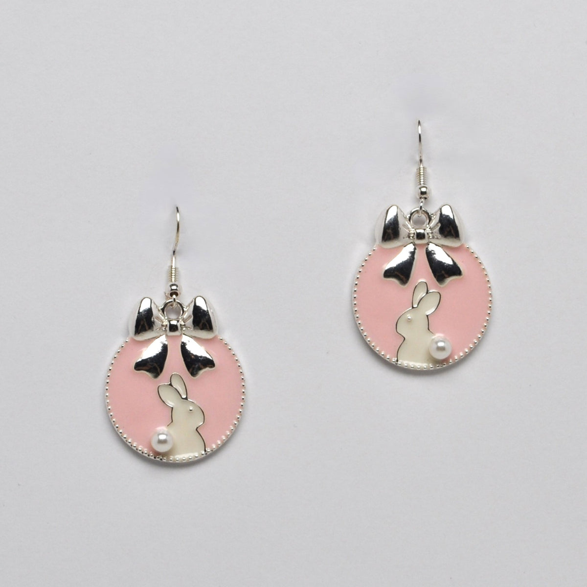 Bunny Bow Disc Drop Earrings