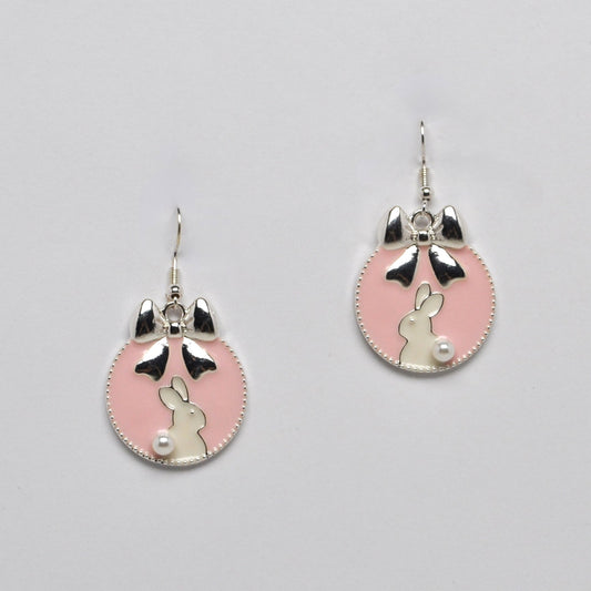 Bunny Bow Disc Drop Earrings