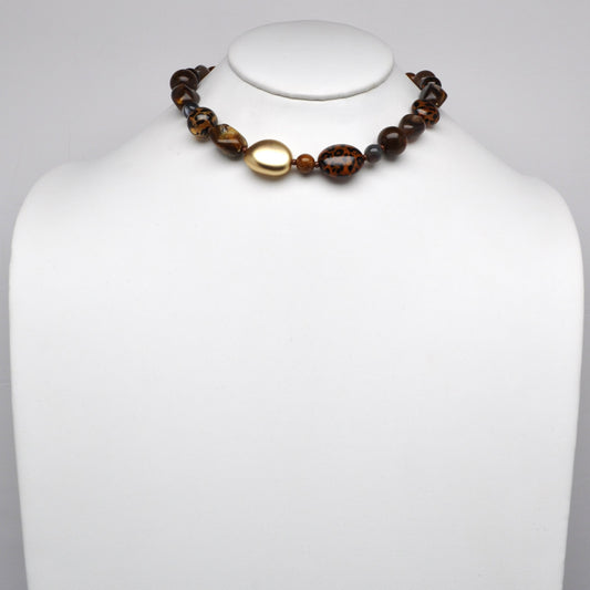 Leopard Lucite Bead Design Necklace