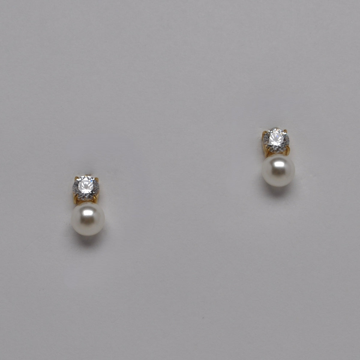 Mini Diamond and Pearl Stud Earrings