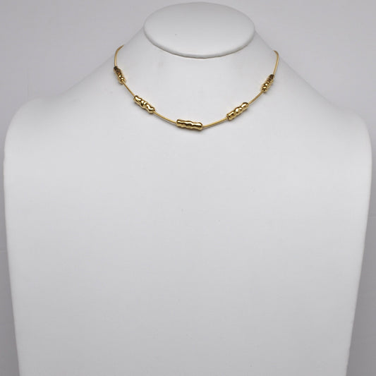 Stainless Steel Textured Tube Station Snake Chain Necklace