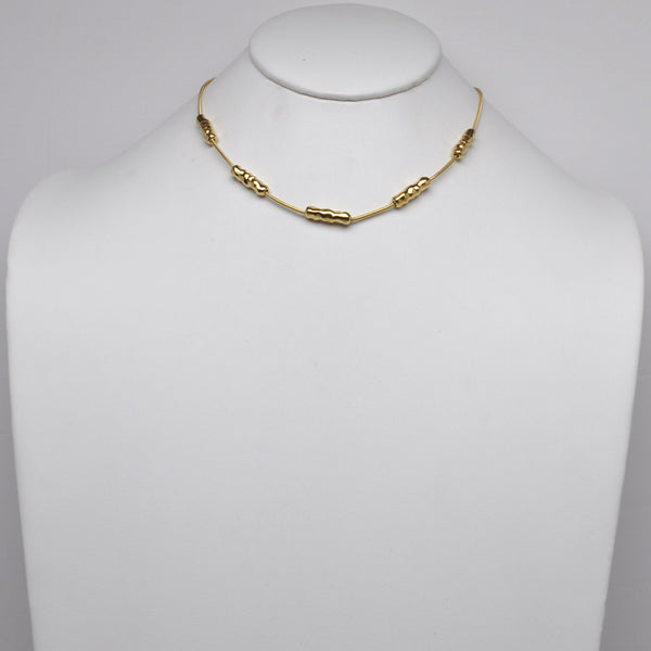 Stainless Steel Textured Tube Station Snake Chain Necklace