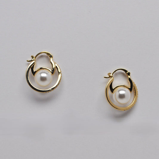 Pearl Clip-On Hoop Earrings
