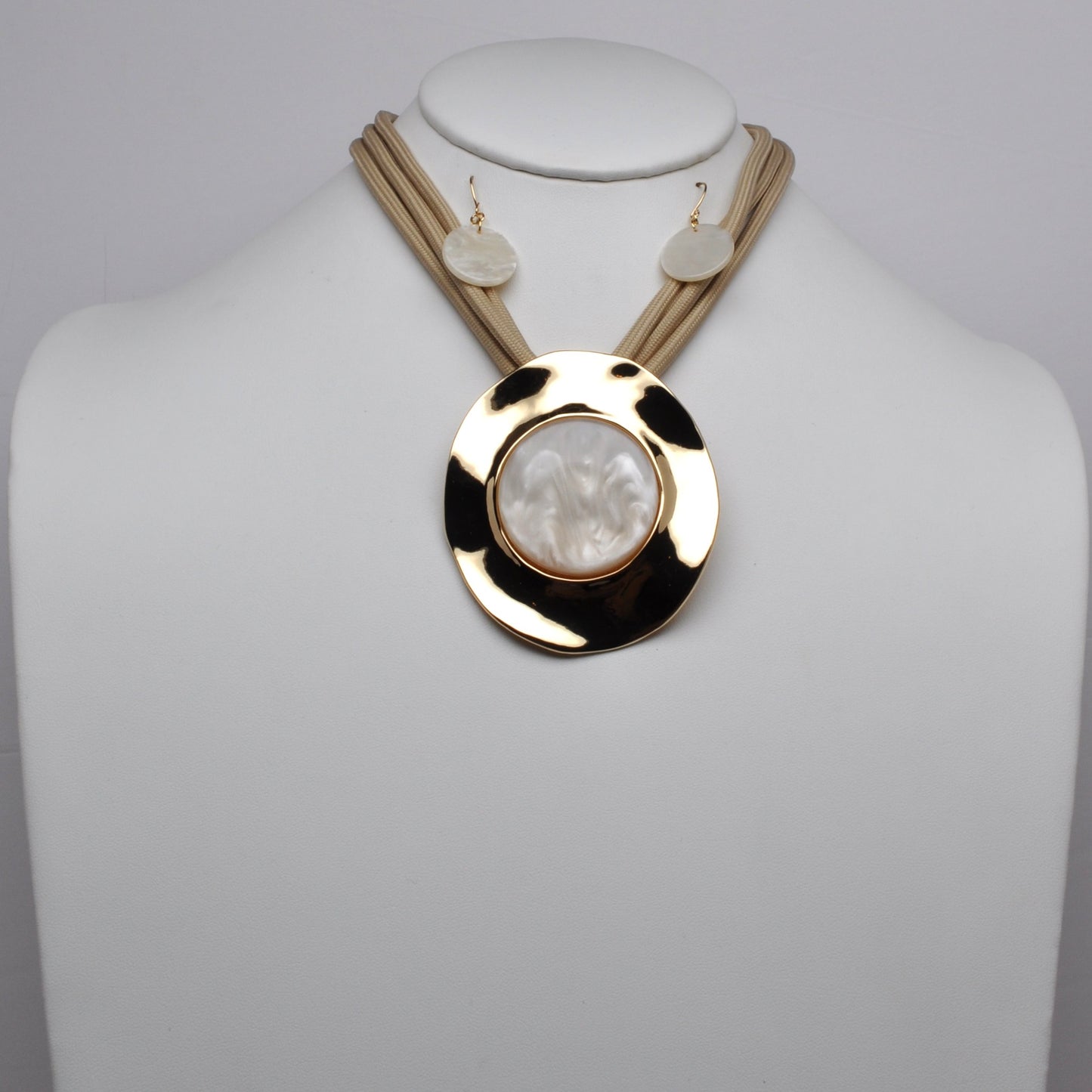 Round Resin Medallion Multi-Cord Pendant Necklace Set