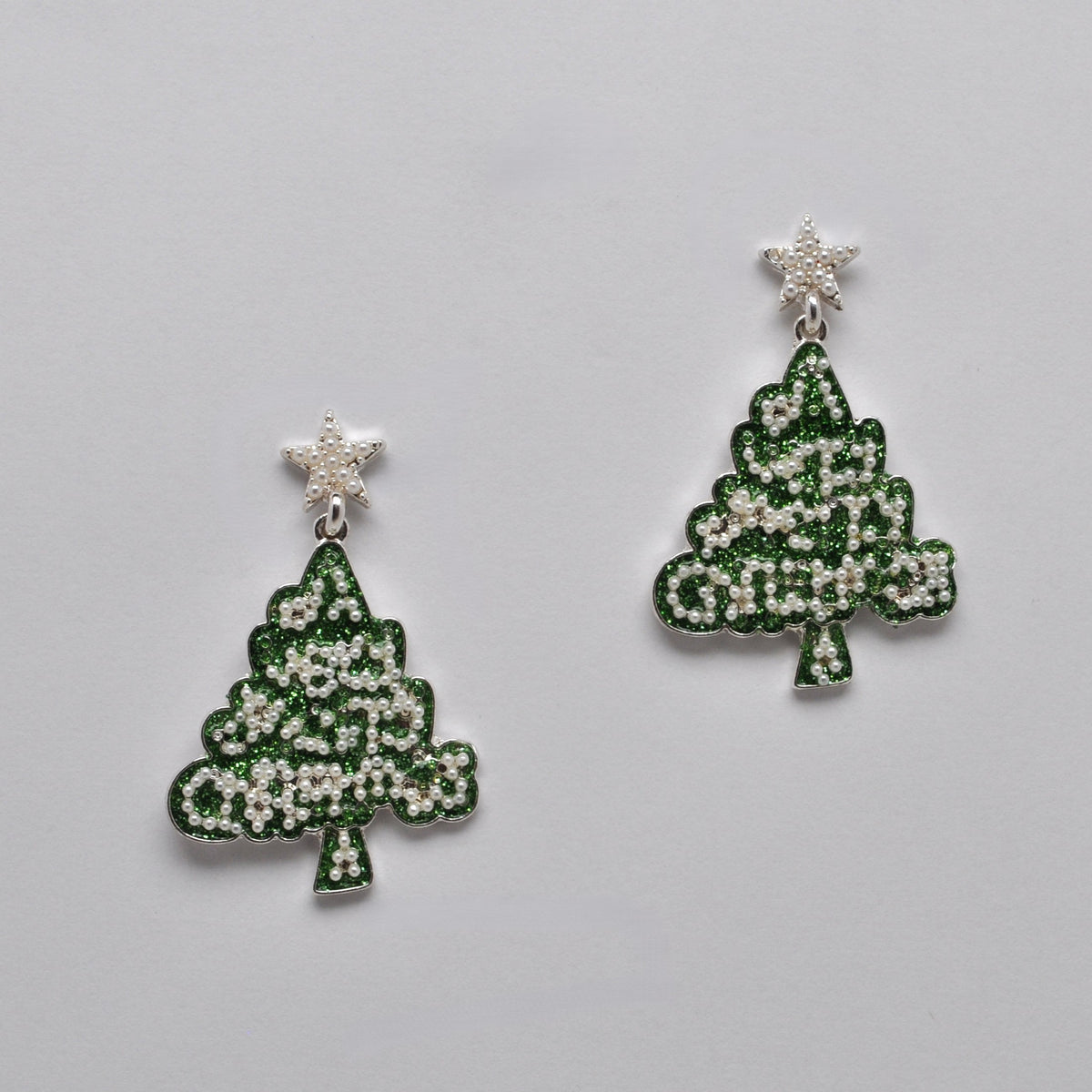 Glitter Beaded Holiday Tree Earrings