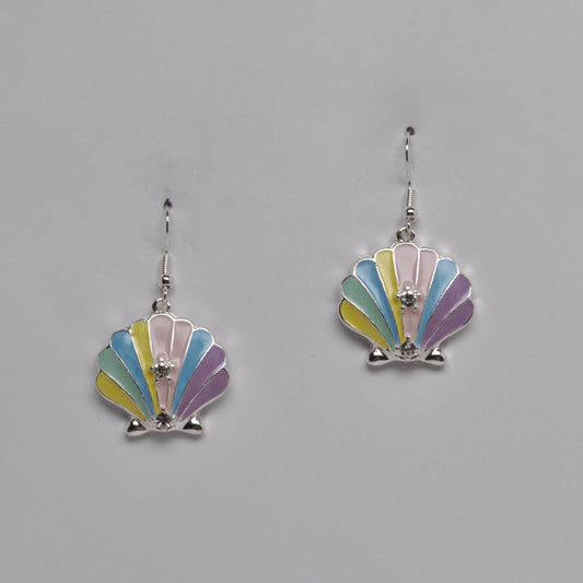 Enamel Shell Small Turtle Crystal Center Earrings